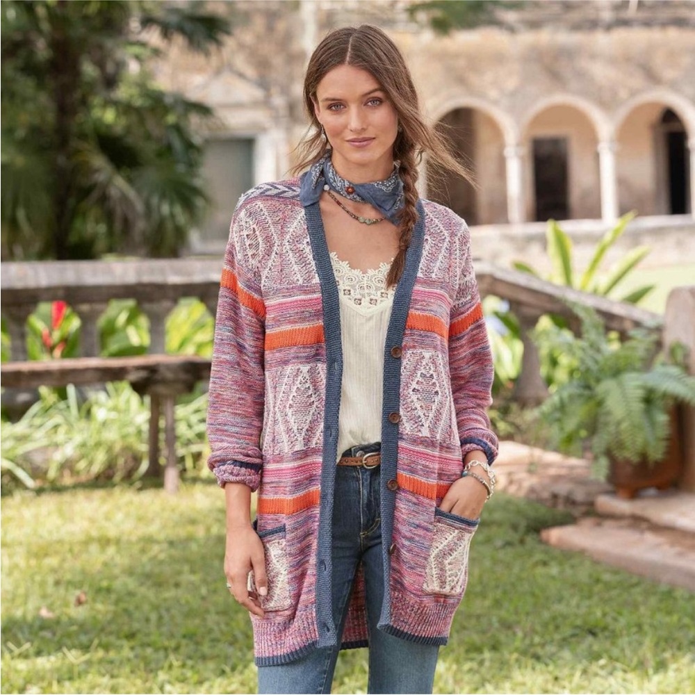 Sundance L long line cotton blend Cardigan Sweater